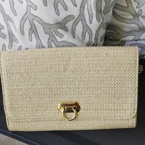 Like Dreams Woven Beige Clutch Crossbody